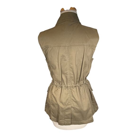 Banana Republic Sage Green Utility Peplum Vest Size Small Drawstring Waist - Picture 3 of 11